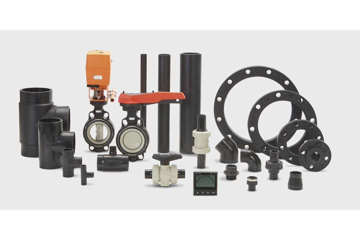 GF ecoFIT PE piping systems — black PE pipes, fittings and valves